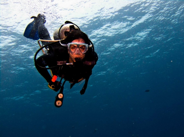  Submerged female diver 